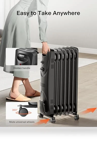 Basic Electric Oil Filled Radiator Space Heater — Portable Heating Solutions, PELONIS