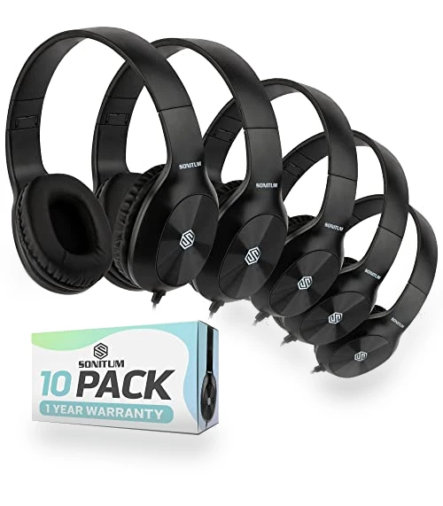 Classroom Headphones Bulk 10-Pack — In-Ear Headphones, Sonitum