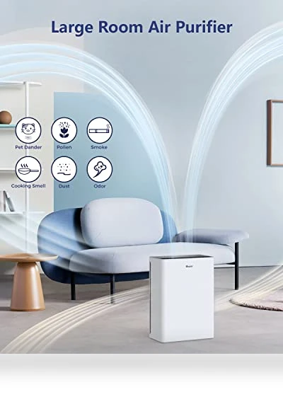 H13 HEPA Air Purifier for Large Rooms up to 2200 sqft with Fragrance Sponge and Timer — Activated Carbon Air Purifiers, VEWIOR