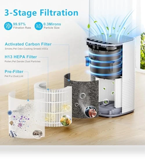 H13 True HEPA Air Purifier for Large Rooms up to 1500ft² — Activated Carbon Air Purifiers, Tailulu