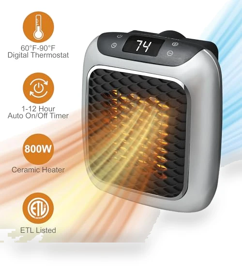 Handy Heater Turbo Wall Outlet Small Space Heater with Adjustable Thermostat — Portable Heating Solutions, Ontel
