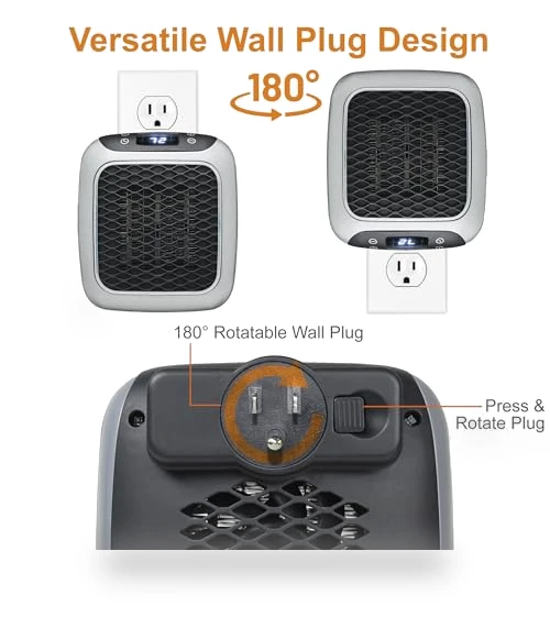 Handy Heater Turbo Wall Outlet Small Space Heater with Adjustable Thermostat — Portable Heating Solutions, Ontel