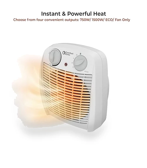 Indoor Space Heater with Adjustable Thermostat, Fan Forced, Electric, Overheat Protection — Portable Heating Solutions, Comfort Zone