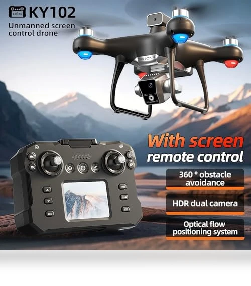 KY102 Drone with Screen Controller, 4K Camera, Obstacle Avoidance — Drones, QAONIE