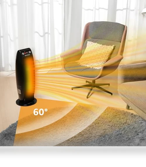 Oscillating Tower Heater with Digital Display and Remote Control — Portable Heating Solutions, Amazon Basics