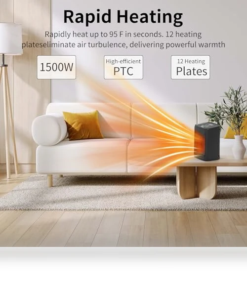 Portable Ceramic Space Heater with Adjustable Thermostat — Portable Heating Solutions, JNDRO