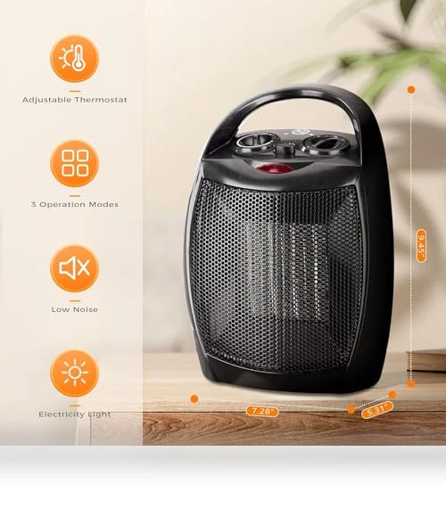 Portable Ceramic Space Heater with Thermostat, 750W/1500W — Portable Heating Solutions, Antarctic Star