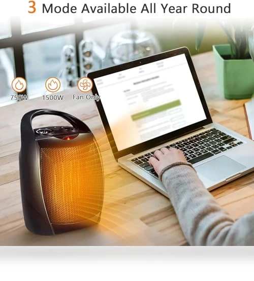 Portable Ceramic Space Heater with Thermostat, 750W/1500W — Portable Heating Solutions, Antarctic Star