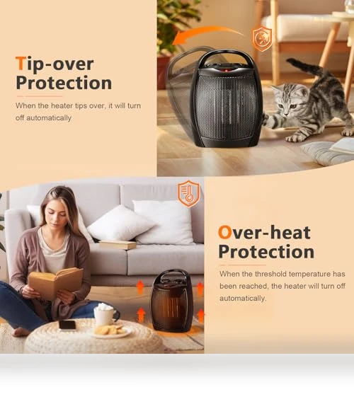 Portable Ceramic Space Heater with Thermostat, 750W/1500W — Portable Heating Solutions, Antarctic Star