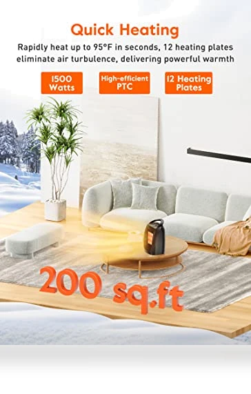 Portable Electric Space Heater with Thermostat, 1500W/750W, Fast Heating for Indoor Use — Portable Heating Solutions, GiveBest