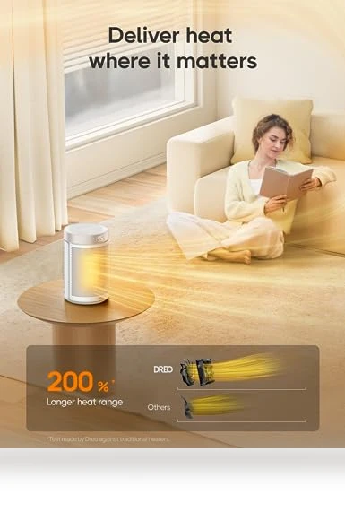 Portable Space Heater with Thermostat and Remote, 1500W PTC Ceramic Fast Safety Heat — Portable Heating Solutions, Dreo