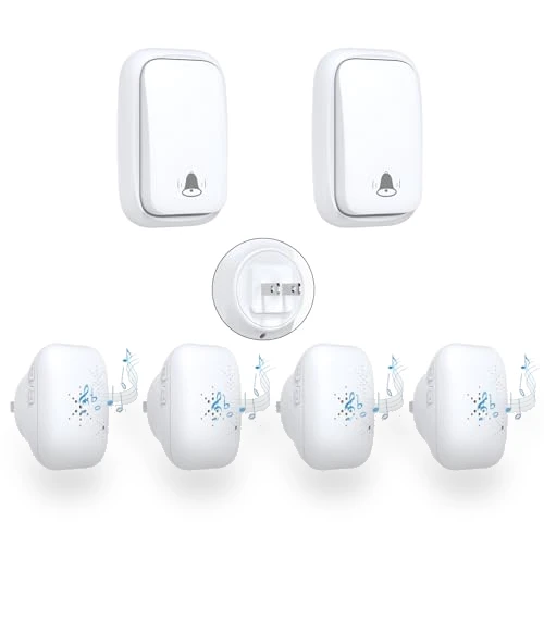 Self Powered Wireless Doorbell with 38 Songs, 100M Range, Waterproof — Kits