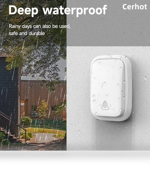 Self Powered Wireless Doorbell with 38 Songs, 100M Range, Waterproof — Kits
