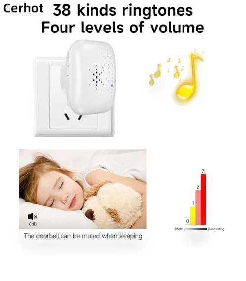 Self Powered Wireless Doorbell with 38 Songs, 100M Range, Waterproof — Kits