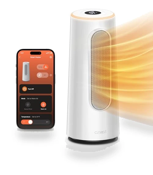 Smart Space Heater with App & Voice Control, 1500W Fast Heating — Portable Heating Solutions, CLEVAST