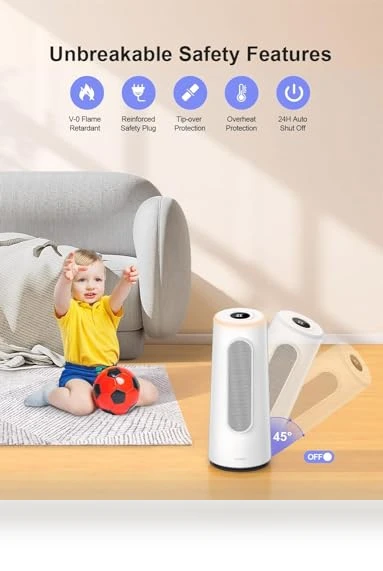 Smart Space Heater with App & Voice Control, 1500W Fast Heating — Portable Heating Solutions, CLEVAST
