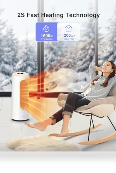 Smart Space Heater with App & Voice Control, 1500W Fast Heating — Portable Heating Solutions, CLEVAST