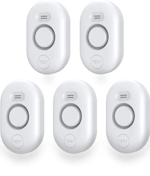 Water Leak Detectors 5 Pack for Home, 100dB Alarm for Basement, Bathroom, Kitchen — Water Leak Detection Systems, METAK