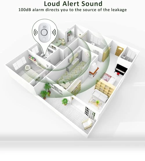 Water Leak Detectors 5 Pack for Home, 100dB Alarm for Basement, Bathroom, Kitchen — Water Leak Detection Systems, METAK