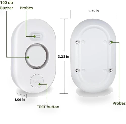 Water Leak Detectors 5 Pack for Home, 100dB Alarm for Basement, Bathroom, Kitchen — Water Leak Detection Systems, METAK