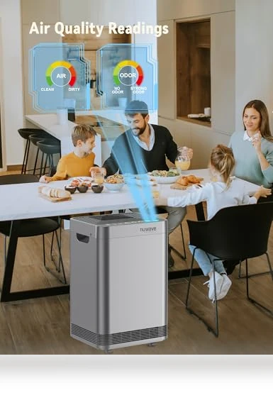Whole House Air Purifier with 5 Stage Tower Structure, Smart Air Quality & Odor Sensors — Activated Carbon Air Purifiers, Nuwave