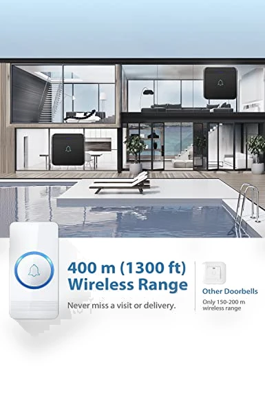 Wireless Doorbell Kit with 2 Plug-In Receivers, 52 Melodies, and LED Flash — Kits, AVANTEK