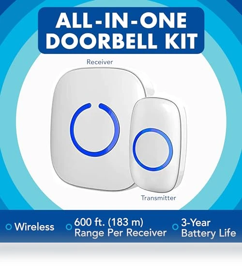 Wireless Doorbell Kit with 52 Chimes, 1000Ft Range, Weatherproof — Kits, SadoTech