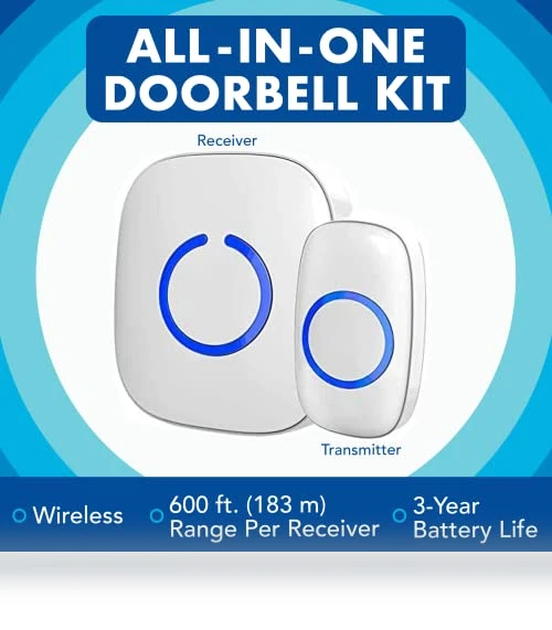Wireless Doorbell Kit with LED Flash - 1 Button & 2 Chime Receivers — Kits, SadoTech