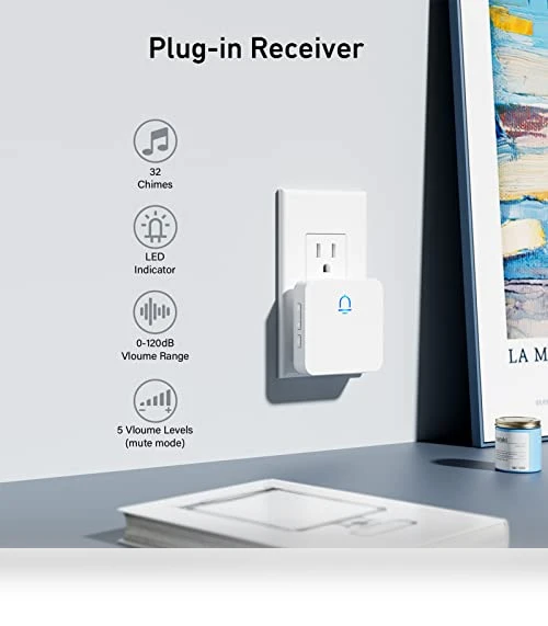 Wireless Doorbell with 1000ft Range, Adjustable Volume, 32 Melodies — Push Buttons, SECRUI