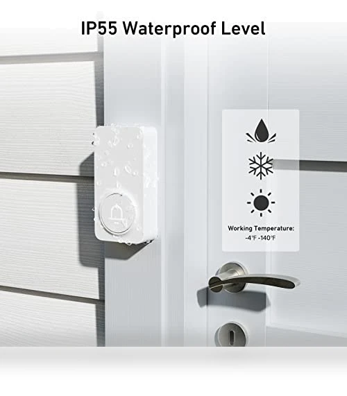 Wireless Doorbell with 1000ft Range, Adjustable Volume, 32 Melodies — Push Buttons, SECRUI