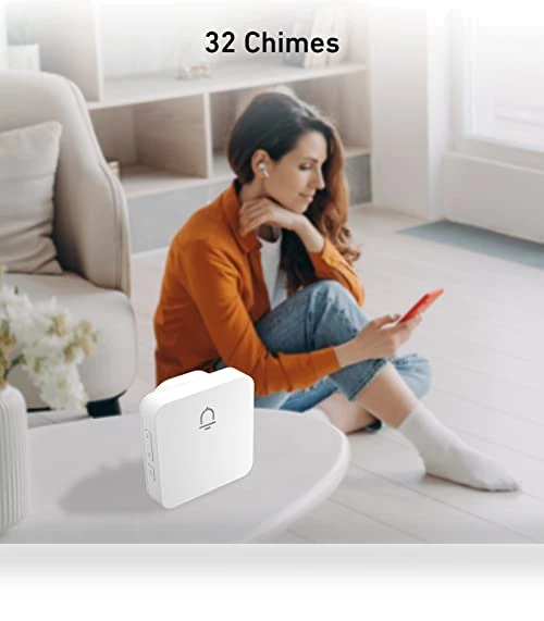 Wireless Doorbell with 1000ft Range, Adjustable Volume, 32 Melodies — Push Buttons, SECRUI
