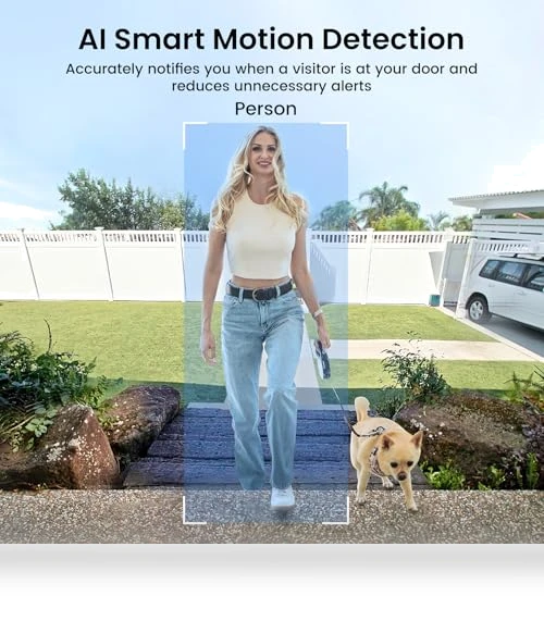 Wireless Video Doorbell Camera with Head-to-Toe View, No Monthly Fees — Smart Home Security, AOSU