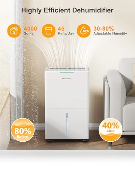 4000 sq.ft Dehumidifier — Air Moisture Control, Wpsoert