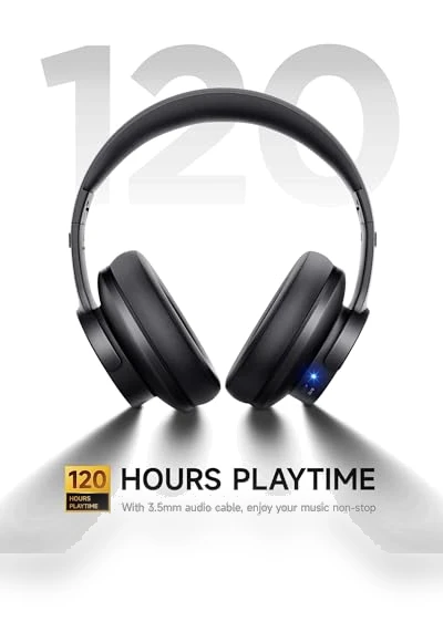 Bluetooth Headphones with 120H Playtime — In-Ear Headphones, Picun