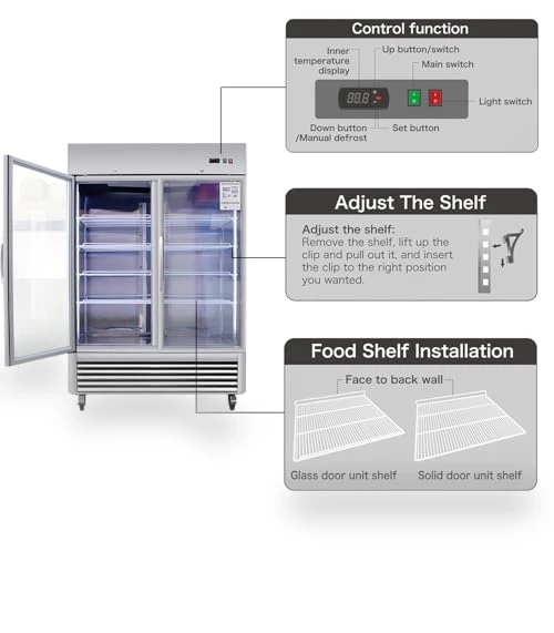 Commercial Refrigerator 2 Section 2 Glass Door Stainless Steel Display Refrigerator — Drink Coolers, Camellia River