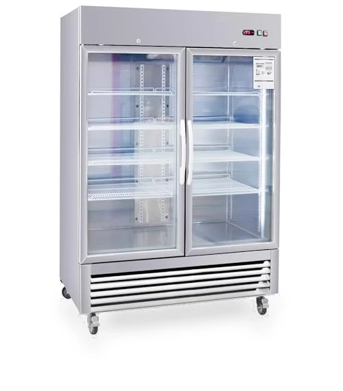 Commercial Refrigerator 2 Section 2 Glass Door Stainless Steel Display Refrigerator — Drink Coolers, Camellia River
