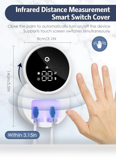 LED Smart Screen UV Toothbrush Cleaner Holder — Toothbrush Holders, Temracha
