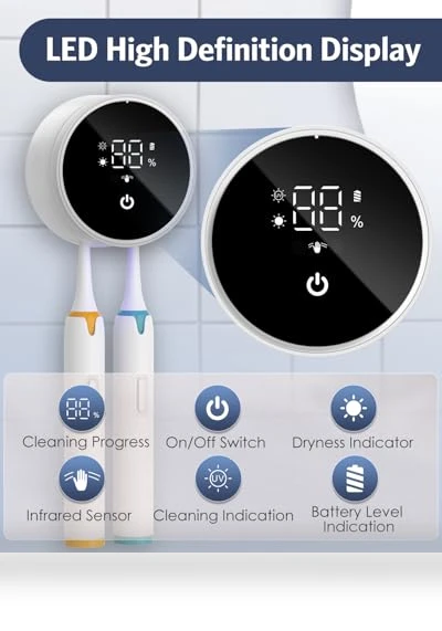 LED Smart Screen UV Toothbrush Cleaner Holder — Toothbrush Holders, Temracha