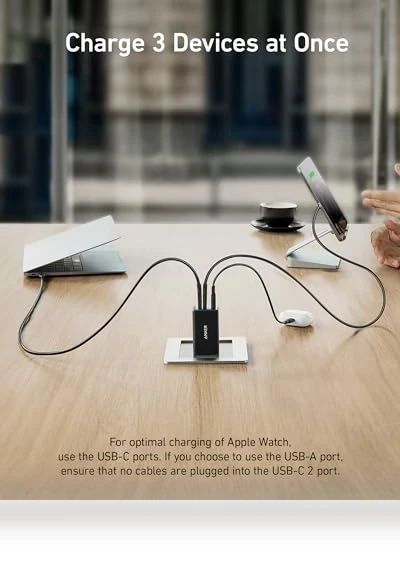 USB C Charger (Nano 65W), PPS 3-Port Fast Compact Foldable USB C Charger Block — Charging Solutions, Anker