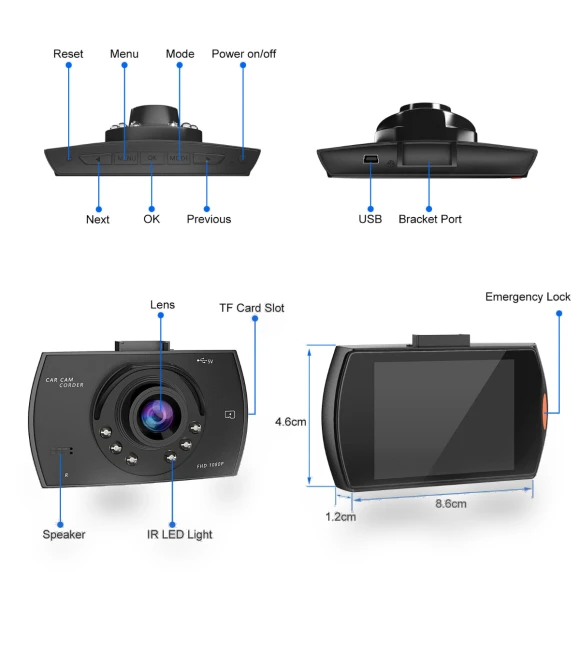 1080P HD Front Dash Cam Car DVR Video Vehicle Camera — Dashboard Cameras, XGODY