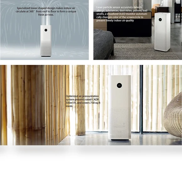 Air Purifier Pro with OLED Display and Laser Sensor — Activated Carbon Air Purifiers, Xiaomi