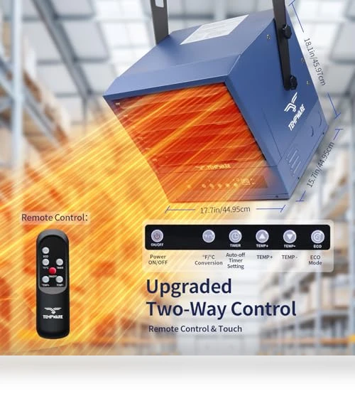 Digital Fan-Forced Ceiling Mount Shop Heater — Portable Heating Solutions, TEMPWARE