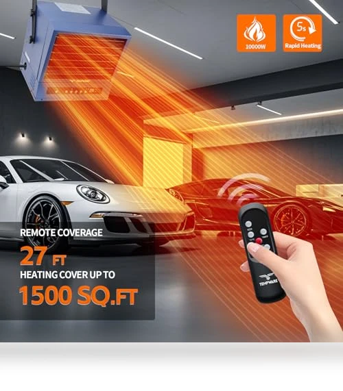 Digital Fan-Forced Ceiling Mount Shop Heater — Portable Heating Solutions, TEMPWARE