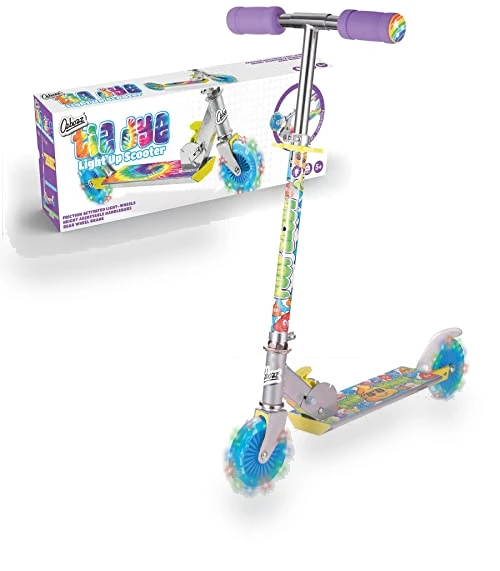 Tie Dye Foldable Scooter with Light Up Wheels — Balance Bikes, Ozbozz