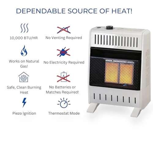 Ventless Natural Gas Infrared Space Heater with Thermostat Control — Portable Heating Solutions, ProCom