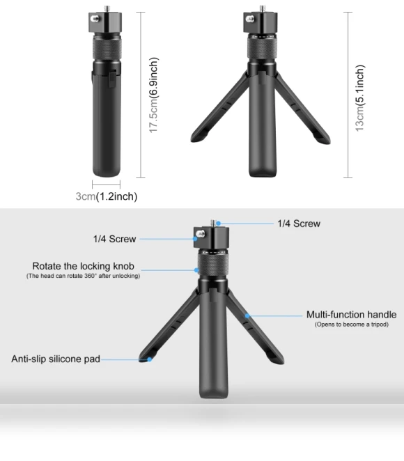 Rotary Handle Desktop Tripod Stand — Camera Supports, PULUZ