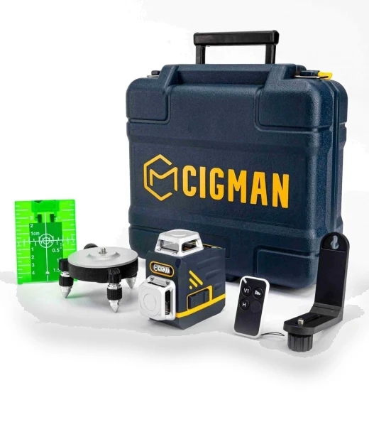 2 x 360° 8 Line Laser Level, Green Cross Line, Self Leveling, with Remote Controller — Alignment & Leveling Lasers, CIGMAN