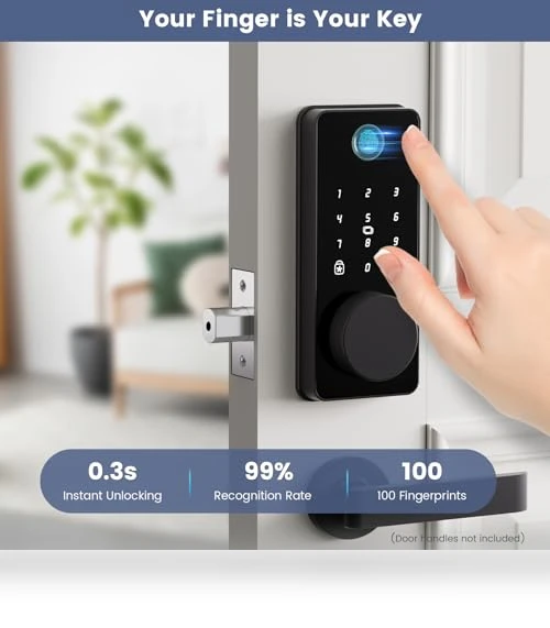 Smart Deadbolt Door Lock with Keypad and Fingerprint — Keyless Entry, biquole