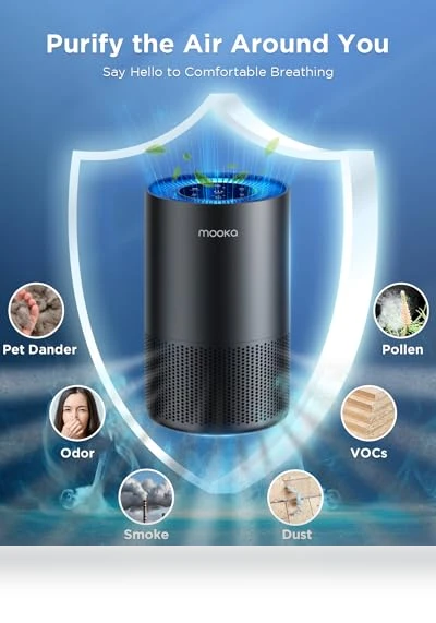 True HEPA Air Purifier for Large Rooms — Activated Carbon Air Purifiers, Mooka