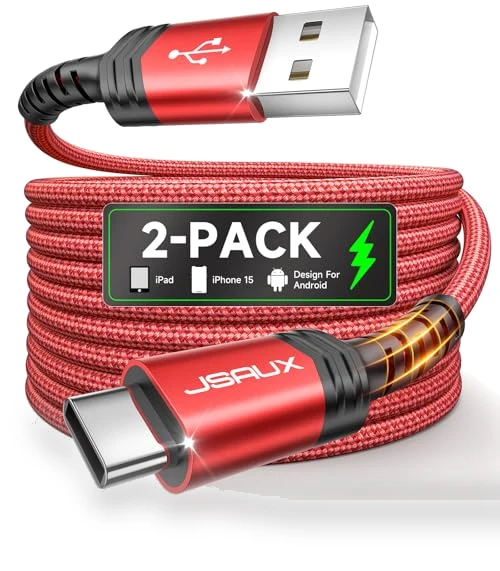 USB C Cable [2-Pack 6.6ft], USB A to USB Cord 3.1A Fast Charging — Cables, JSAUX